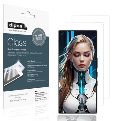 Produktbild von 2x Schutzfolie für Nubia Red Magic 11S Pro - Anti-Shock 9H Folie dipos Glass Kunststoffglas