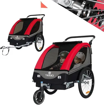 Produktbild von S2 Kinderanhänger mit Federung Jogger 2 in 1 Kinder Buggy fahrradanhänger Anhänger 360° Drehbar