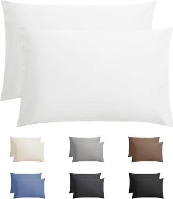 Productafbeelding van Sleeptime Kussensloop 60x70-2 Stuks - 100% Katoen - Hotelsluiting - Wit