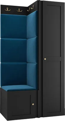 Produktbild von MIRJAN24 Garderoben-Set Orion Ramiro XXV, Kleiderschrank, Schuhschrank, Kleiderhakenbrett, 7x Paneel 42x42, 6 Kleiderhaken für Kleidung, Metallgriffe (Farbe: Schwarz, Manila 26)