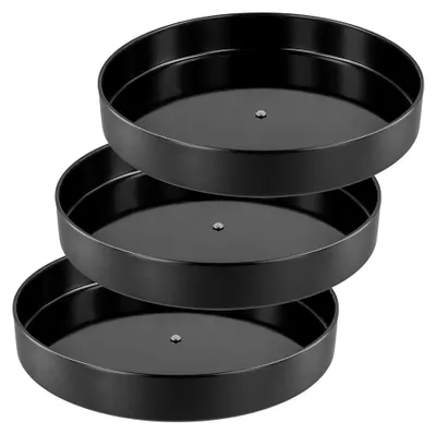 Produktbild von 3 Stück 30 cm Drehteller Schwarz, Lazy Susan Drehteller Organizer Metall, Drehbarer Organizer für Gewürze, Küche, Badezimmer