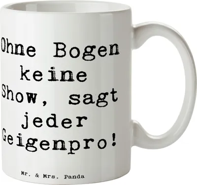 Produktbild von Mr. & Mrs. Panda Kaffeebecher Spruch Geige Bogen - Weiß - Geschenk, Kaffeetasse, Musiker, Tasse, Instrument, Trinkbecher, Becher, Lernen, Teetasse, Keramiktasse, Folklore
