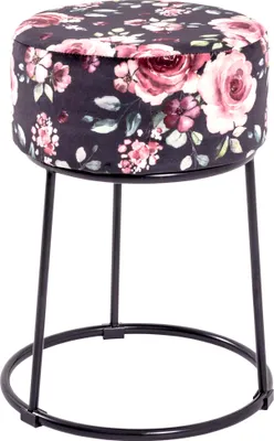 Produktbild von HAKU Sitzhocker Motiv, schwarz - MDF, Metall, Textilgewebe, B/H/T: 30x46x30 cm
