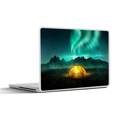 Produktbild von MuchoWow® Laptop Aufkleber Sticker Cover Nordlichter - Zelt - Lampe 36.5x27.5 cm - Laptop-Sticker