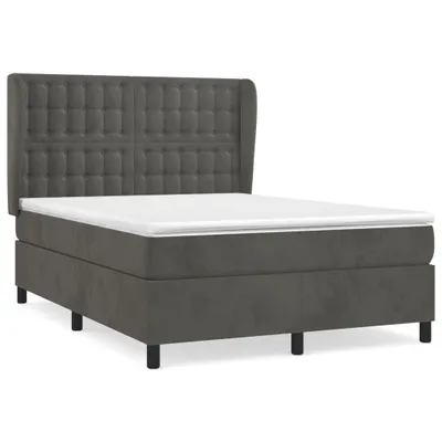Zdjęcie produktu dla vidaXL Łóżko sprężynowe z materacem ciemnoszare 140x190 cm aksamitne
