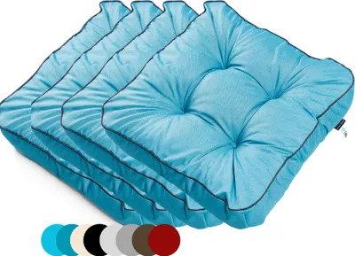 Produktbild von TexDeko® 4er Pack Loungekissen Gartenpolster für Rattanmöbel UV-Schutz & Wasserabweisend 45x45x12 cm (Aqua)