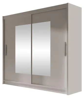 Produktbild von MIRJAN24 Schwebetürenschrank London VII, Kleiderschrank mit zwei Türen, Frontspiegel, Schlafzimmer (Farbe: Cashmere / Spiegel, ohne Beleuchtung)