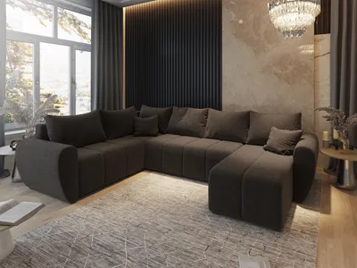 Produktbild von Masseno Ecksofa MADISON XL L-S mit Schlaffunktion U-Form, Sofa mit Bettkasten, Wohnzimmersofa, Couch, Soffa, Bettsofa, Couchgarnitur- Braun, SAWANA 16