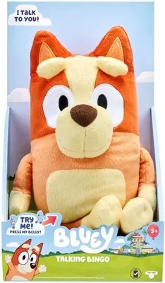 Immagine prodotto di Peluche Bingo, parlante, 31 cm, MOOSE TOYS, serie Bluey, parla in francese, riproduce la sigla, dai 3 anni in su