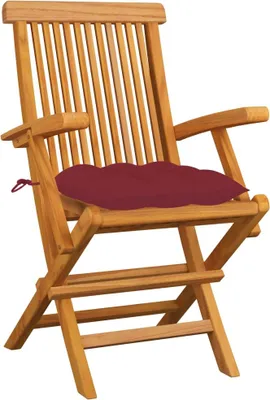 Produktbild von vidaXL Gartenstühle mit Weinroten Kissen 6 Stk. Massivholz Teak