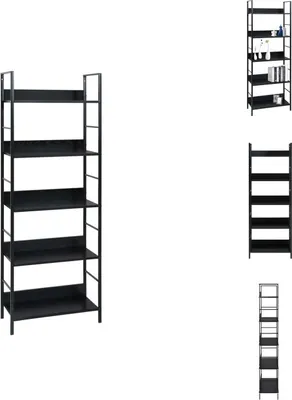 Obrázek produktu pro vidaXL Knihovna 5 polic Černá 60x27,6x158,5 cm Materiál na bázi dřeva - Knihovny a regály