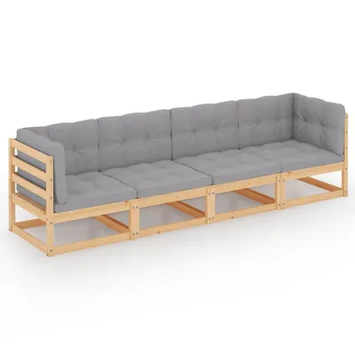 Produktbild von vidaXL 4-Sitzer-Gartensofa mit Kissen Kiefer Massivholz