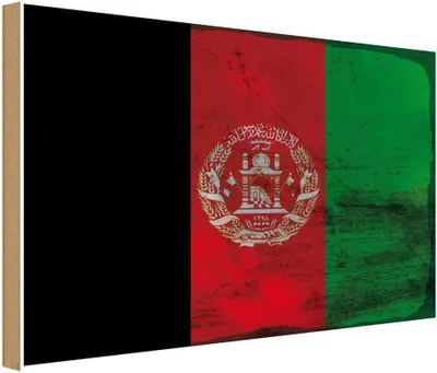 Produktbild von vianmo Holzschild 30x40 cm Afghanistan Flagge Fahne Wappen