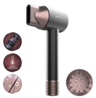 Zdjęcie produktu dla Suszarka jonowa Cecotec DryGlam 2w1 Sensor Black. 1400 W, 110 000 obr./min, technologia czujnika temperatury, silnik bezszczotkowy.