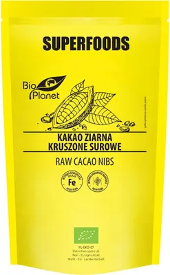 KAKAO ZIARNA KRUSZONE SUROWE BIO 250 g - BIO PLANET SUPERFOODS