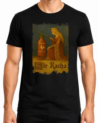 Produktbild von Sir Racha Sriracha Ritter Ritterschlag Königin Mittelalter Chili Herren T-Shirt, Schwarz, XL