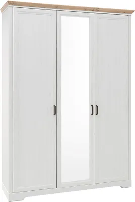 Produktbild von Kleiderschrank 3-türig 164 cm breit Pinie weiß mit Eiche JÜLICH-77