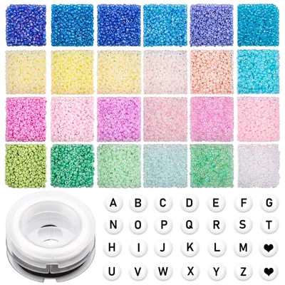 Bastelset 7200 Acrylperlen 2 mm, 24 Farben + Buchstaben