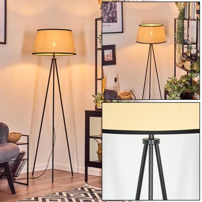 Produktbild von Tamarispa Stehlampe aus Metall/Papiergeflecht in Schwarz/Beige