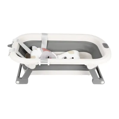 Produktbild von Baby Badewanne,Faltbare Badewanne Baby mit Rutschfester Matte und Thermometer,Tragbare Baby Bathtub für Neugeborene Kleinkinder, 80x50x22cm Grau