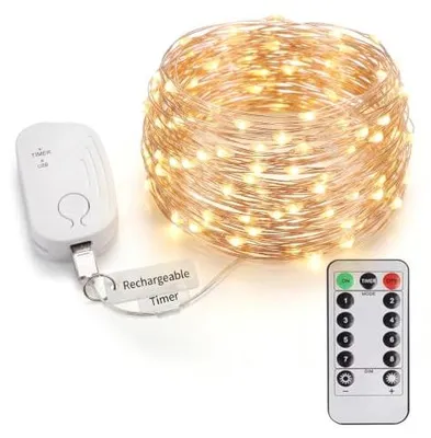 LED-Lichterkette 5 m, 50 LEDs, warmweiß, USB-C, Timer, dimmbar