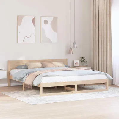 Obrázok produktu pre Maison Exclusive – posteľový rám s čelom Natur 180 x 200 cm Masívne borovicové drevo