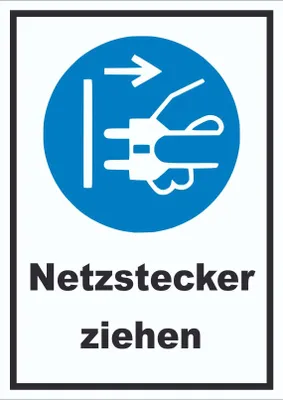 Produktbild von Netzstecker ziehen Schild A3 Rückseite selbstklebend