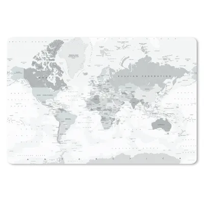 Produktbild von MuchoWow® Mauspad Mousepad Weltkarte - Weiß - Grau - Erde 27x18 cm - Mousepads - Maus Mat - Pad - Mausunterlage - Büroartikel - Desk Matten