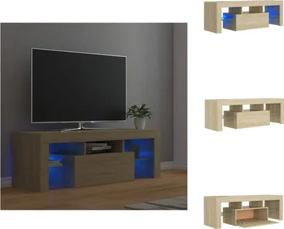 Zdjęcie produktu dla vidaXL Szafka pod TV z oświetleniem LED dąb sonoma 120x35x40 cm - Meble TV