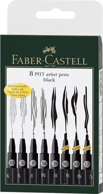 Obrázek produktu pro FABER-CASTELL 167137 Inkoustové pero PITT artist pen black case of 8(S)