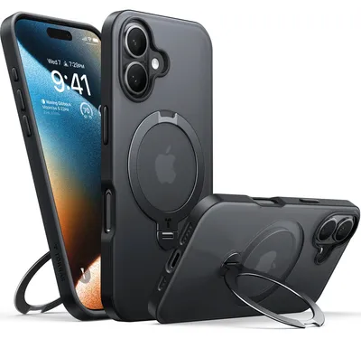 Obrázok produktu pre Torras – Ostand Spin MagSafe puzdro pre iPhone 16 Plus – čierne