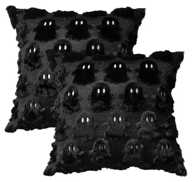 Immagine prodotto di Cuscini decorativi, 40x40 cm, neri, set da 2, in poliestere, tema Halloween