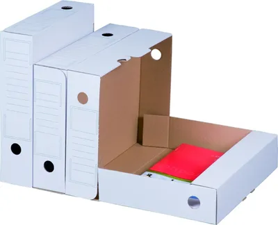 Produktbild von 1600 x Archiv-Ablageboxen Archivschachteln mit Beschriftungsfeldern Weiß 7,5cm