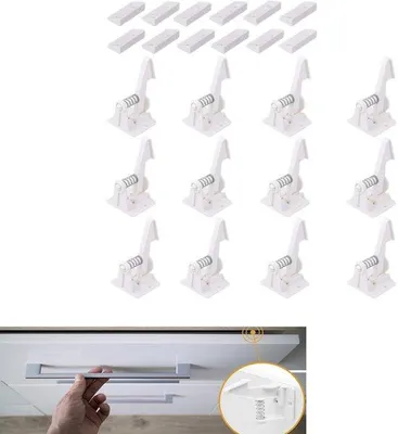Image de Lot de 12 serrures de sécurité pour bébés - Serrures autocollantes pour armoires de bébé - sans perçage