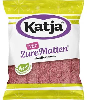 Produktbild von Katja Zure Matten Erdbeere 125g – Fruchtig-saure Erdbeer-Fruchtgummis Snack