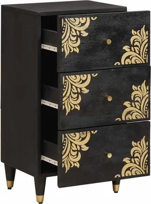 Produktbild von vidaXL Sideboard mit Regal Schwarz 40 x 33 x 75 cm Massivholz Mango