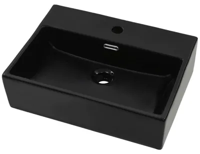Produktbild von vidaXL Waschbecken mit Hahnloch Keramik Schwarz 51,5 x 38,5 x 15 cm