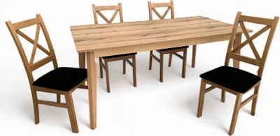 Obrázek produktu pro Pobřežní dubový stůl 90x170/250 + sada 4 židlí