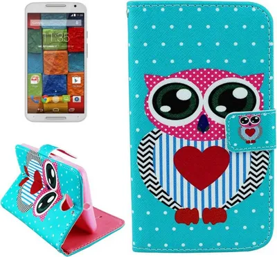 Produktbild von Handyhülle Tasche für Handy Motorola Moto X (2nd Gen.) Motiv Dicke Eule mit Herz