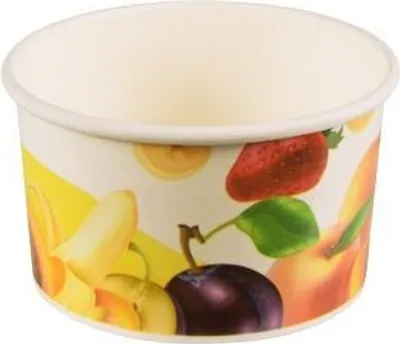 Produktbild von 1000 tradingbay24 Eisbecher, Pappe rund 150 ml Ø 8,6 cm, 5,2 cm tbU90236 Eis-Schale Dessertschalen Früchte-Dekor