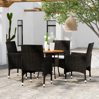 Immagine prodotto di Maison Exclusive - Set da pranzo da giardino 5 pezzi in polyrattan nero