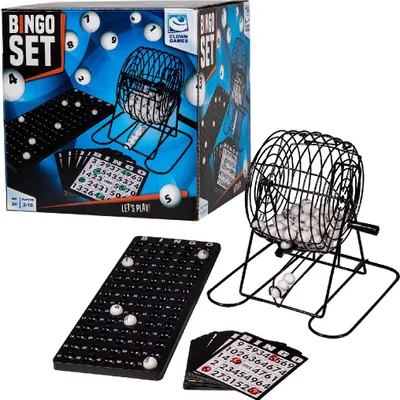 Productafbeelding van Bingomolen 30 cm - Groot - Bingo spel - 75 genummerde balletjes - Mand 20 cm