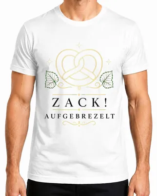 Immagine prodotto di Maglietta da uomo con motivo "Zack Aufgebrezelt", brezel, Baviera, costume tradizionale, pantaloni in pelle, abito tradizionale, colore bianco, taglia M