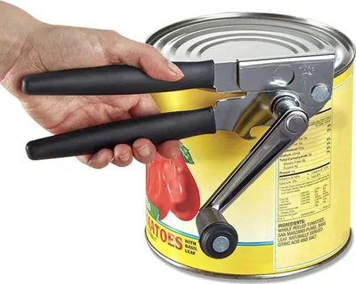 Produktbild von INF Schwarzer Dosenöffner Klappgriff Kohlenstoffstahl Gummibeschichtung 22cm