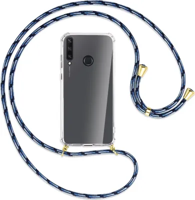 Produktbild von Handykette Backcover-Schutzhülle mit Band (Metall goldfarben) für Huawei Y6p - Blautöne