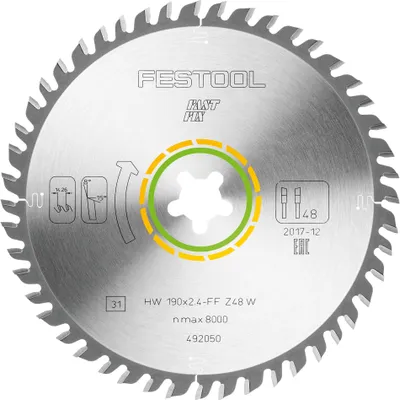 Zdjęcie produktu dla Festool tarcza pilarska HW 190 x 2,4 mm xFF W48 190 mm 48 zębów FastFix ( 492050 )
