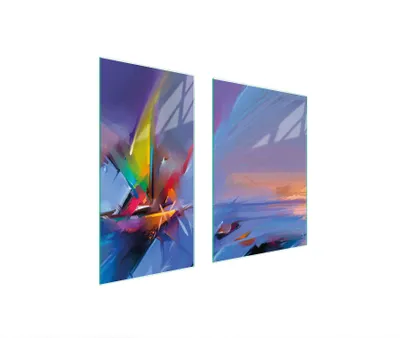 Produktbild von Herdabdeckplatten 2 teilig 75x52 Glaskeramikkochfeld Abdeckung Glas Schneidebrett Abstraktion Bunt