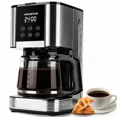 Produktbild von Aigostar - Programmierbar Edelstahl Filterkaffeemaschine, 24h, 1,5L, 1000W, LCD-Display, 14-Tassen