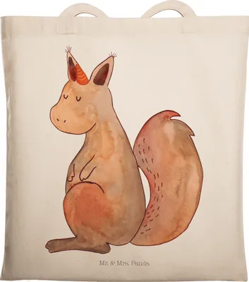 Produktbild von Mr. & Mrs. Panda Uni Tasche Einhorn Glauben - Transparent - Geschenk, Beutel, Einhörnchen, Tote Bag, Shopping, Eichhorn, Jutebeutel, Eichhörnchen, Schultasche, Unicorn