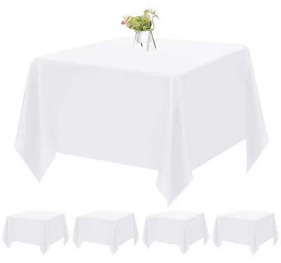 Produktbild von Tischdecke Rechteckig 132x132cm Weiß Polyester 4 Stück Wasserdicht Fleckbeständig Waschbar